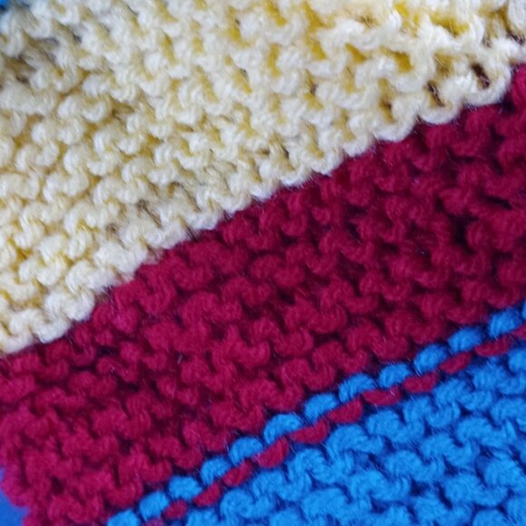 Vintage Hand-Knitted Made-in-Canada Colourful Beanie with Pom Pom - Picture 5 of 5